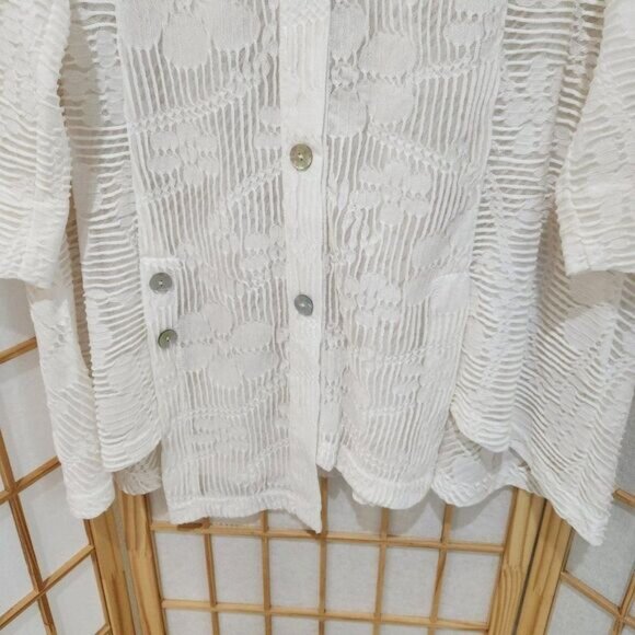 Moonlight Y&S Fashion Design Womens White Sheer Blouse Sz S - Picture 2 of 14